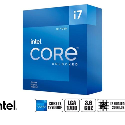PROCESADOR INTEL CORE I7 12700KF 3.6GHZ HASTA 4.9GHZ, 25MB, 12 NUCLEOS, LGA 1700, S/COOLER